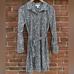 Motherhood Black White Print Tie Waist Maternity Dress